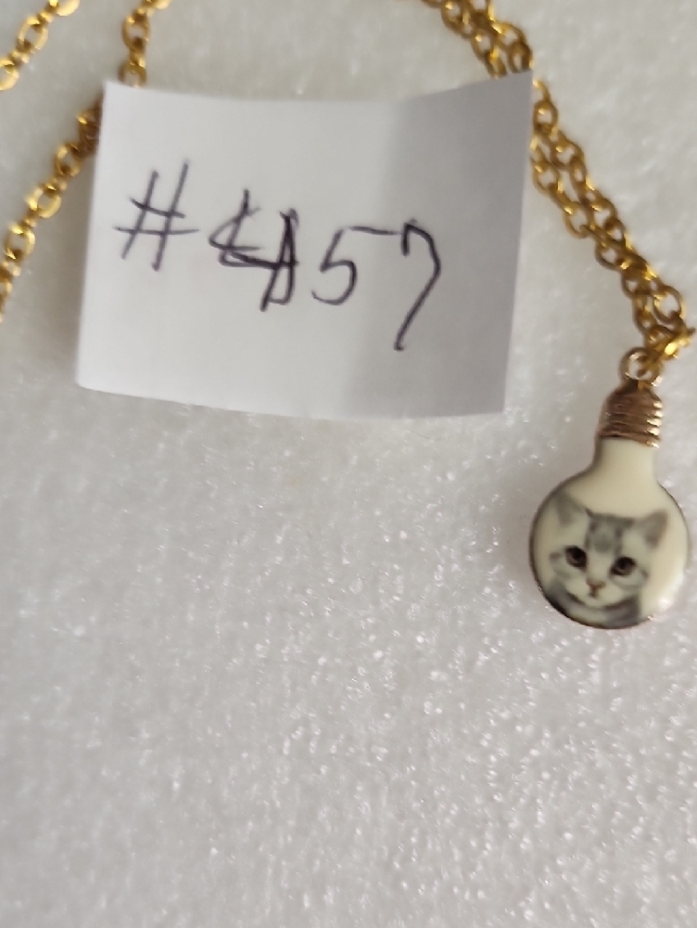 Hand Crafted Gold-Tone Necklace with White Cat Charm - Picture 9 of 9